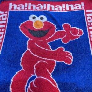 Vintage 90s Elmo Tickle Me Ha Ha Border Throw Fleece Blanket Sesame Street 44x60